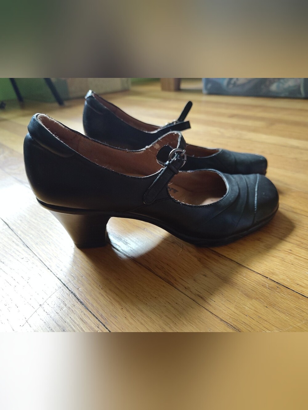 Earth Spirit Black Mary Jane Heels with Strap